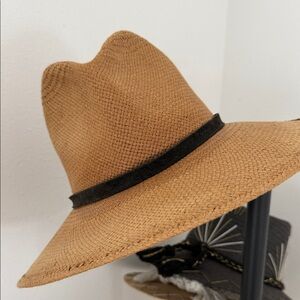 Janessa Leone Wide Brim Straw Hat - Tan